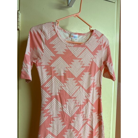 LuLaRoe XXS julia Pink & White Geometric Pattern Dress - Picture 5 of 7